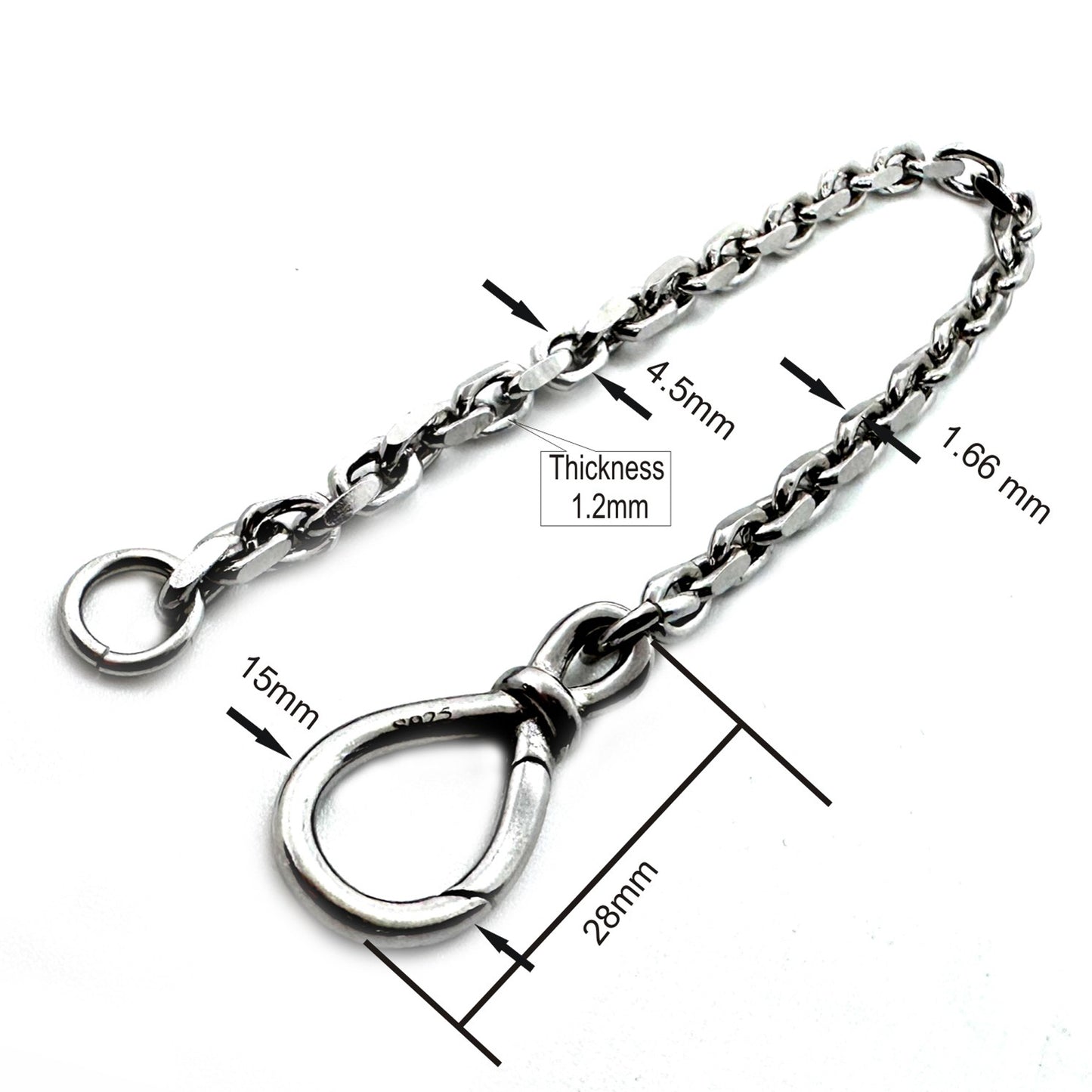 Personalized 925 Sterling Silver Bold Infinity Knot Heart Charm Chain Bracelet -Multiple Sizes-Gift for Him, for Her.