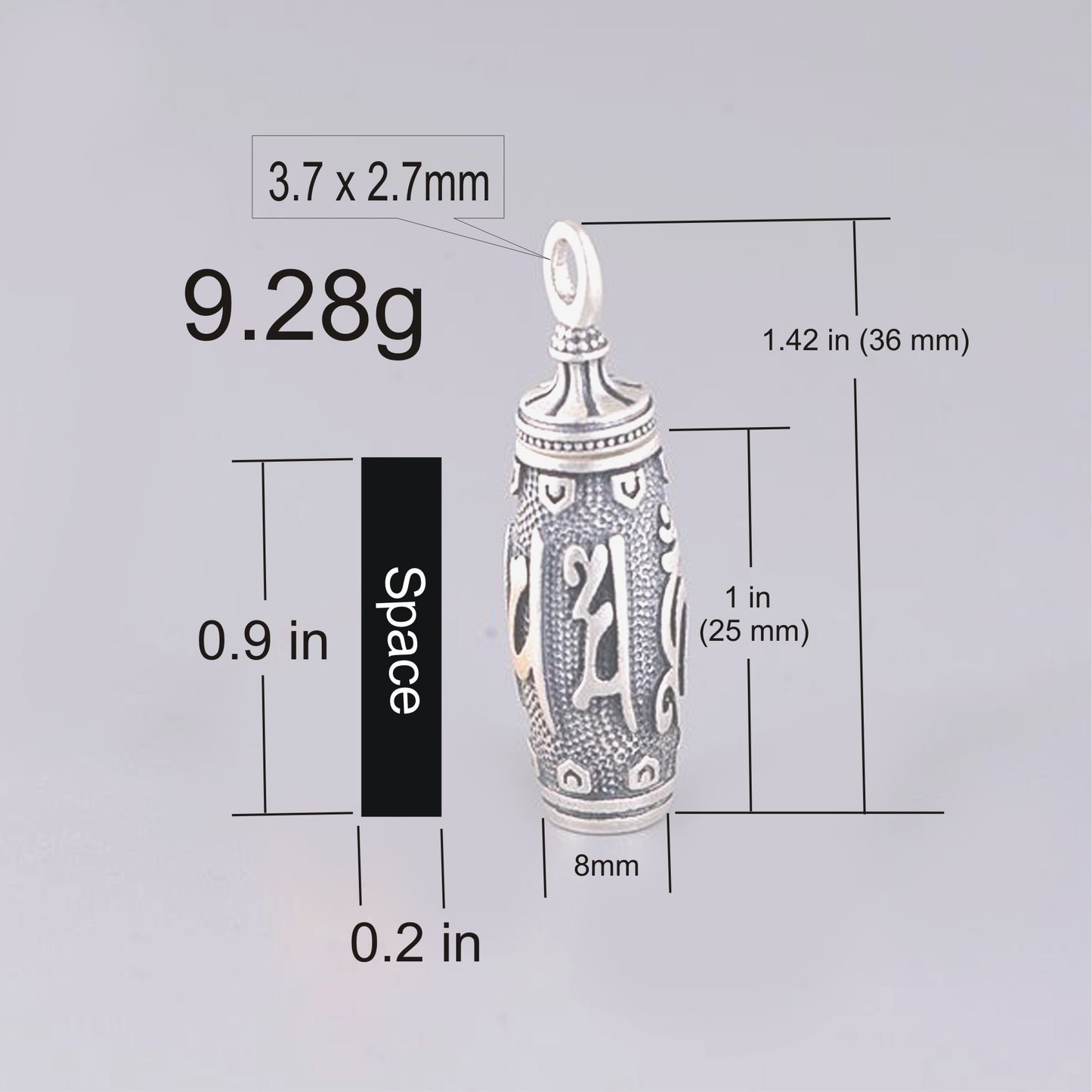 Christmas Gift -999 Sterling Silver Heart Sutra Vintage Keepsake Ashes Necklace Urn Pendant Cremation Memorial Jewelry for Women, Men.