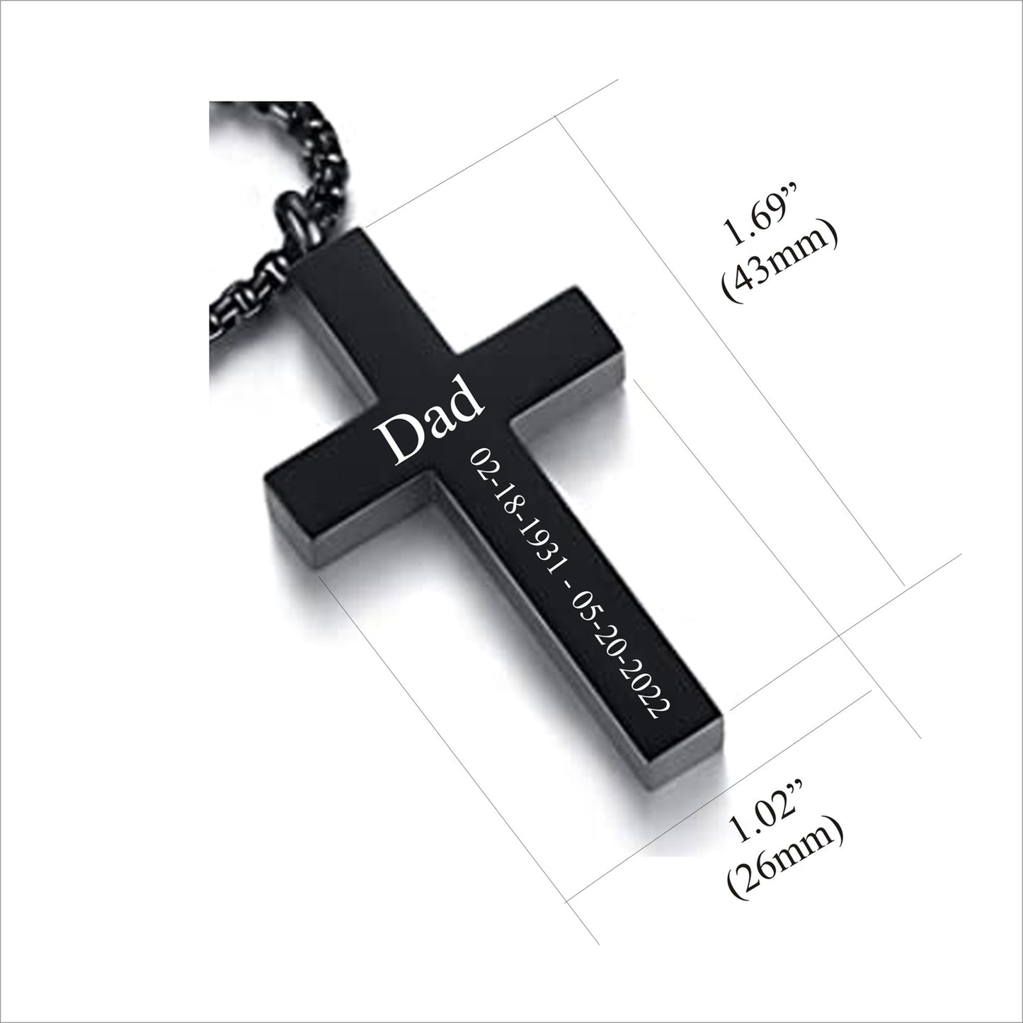 Christmas gift-Personalized CREMATION CROSS URN Necklace Ashes Jewelry Urns Waterproof Pendant Stainless Steel Memorial Ashes Keepsake-B&G
