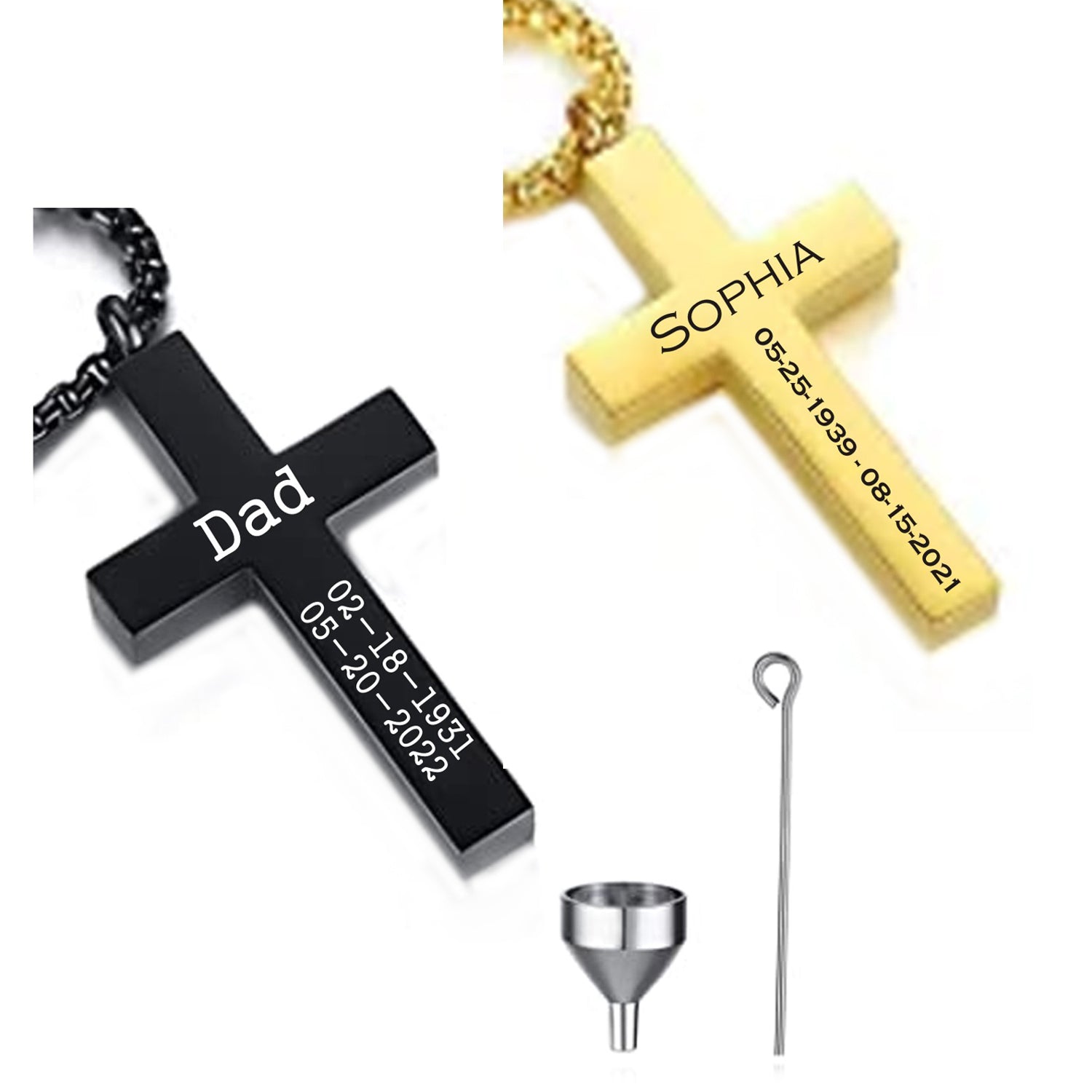 Memorial Ashes Cross Dog Tag Necklace | Cremation Ash Jewellery | Mens -  Hold upon Heart