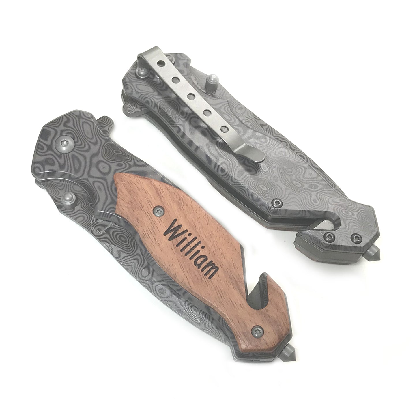 Holidays, Christmas , Anniversary gift-Personalized, Custom Engraved Pocket Knife ,Damascus Etched Blade with Rosewood Handle -gift for him , gift for men