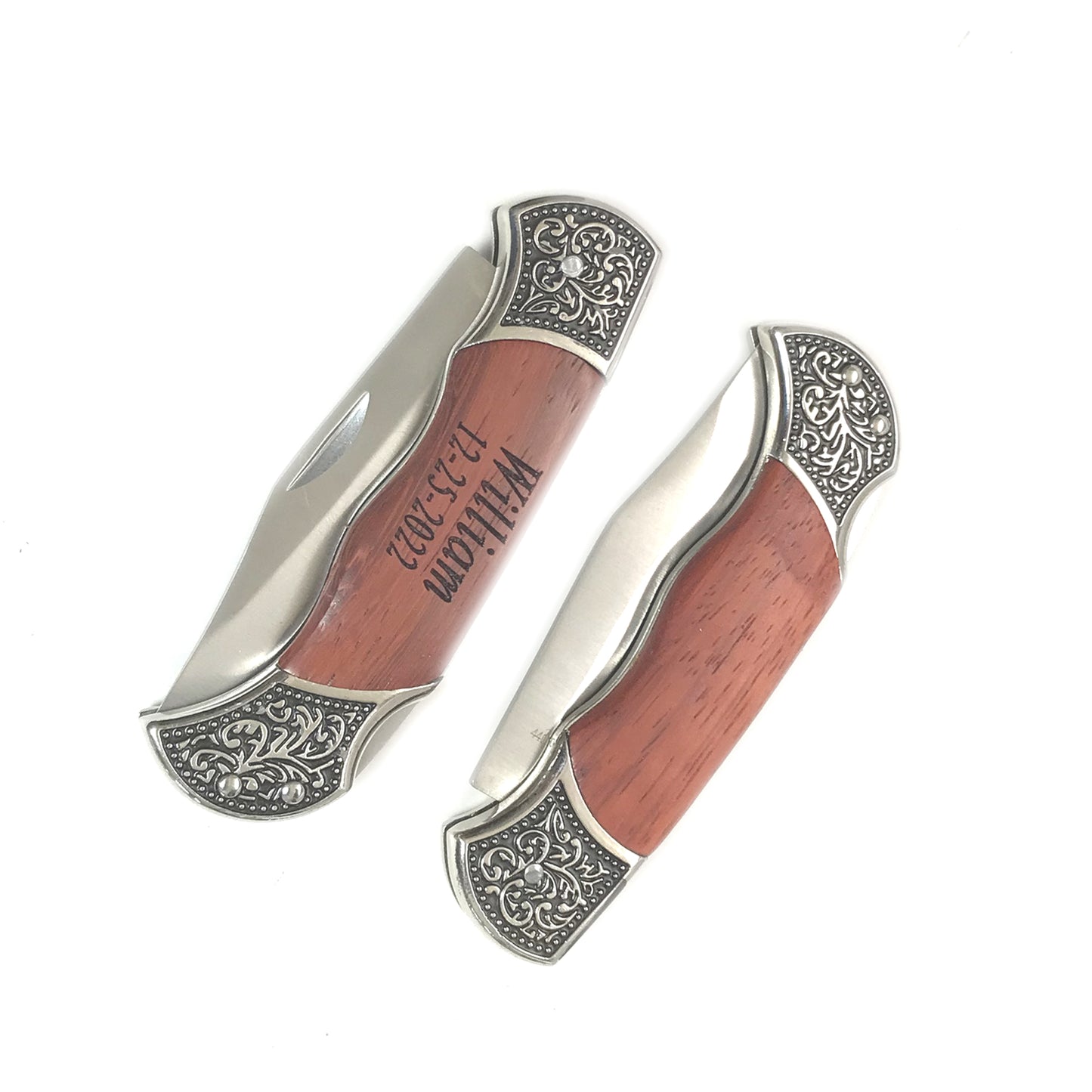 Holidays, Christmas , Anniversary gift-Personalized, Custom Engraved Pocket Knife Rosewood Handle free Pouch-gift for him , gift for men