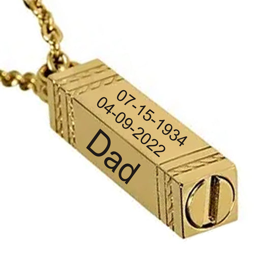 Personalized Engraved 18 K Gold Plated URN Necklace, Customized Women,Men URN Necklace-Gift for Mom, Dad, Wife, Husband