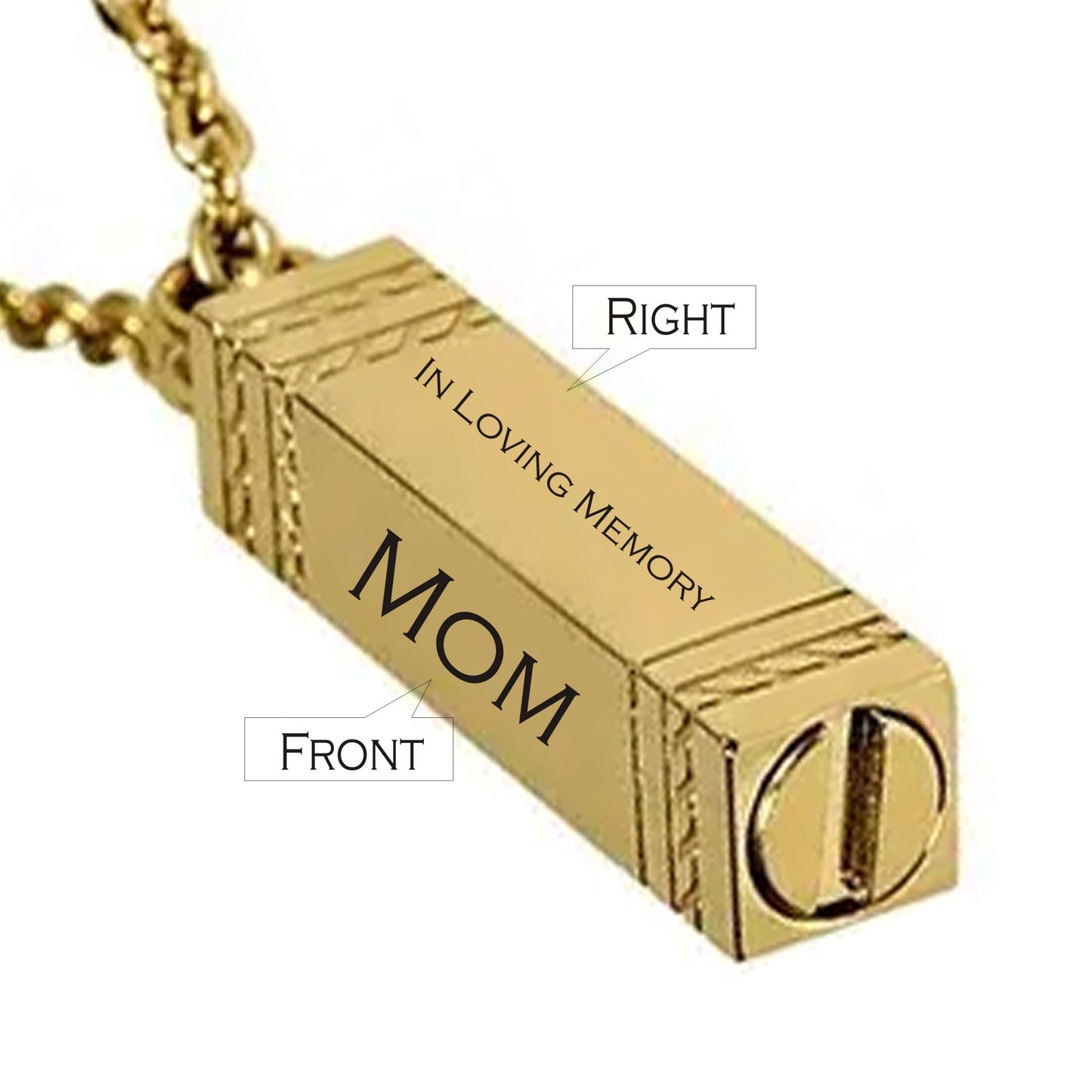 Personalized Engraved 18 K Gold Plated URN Necklace, Customized Women,Men URN Necklace-Gift for Mom, Dad, Wife, Husband