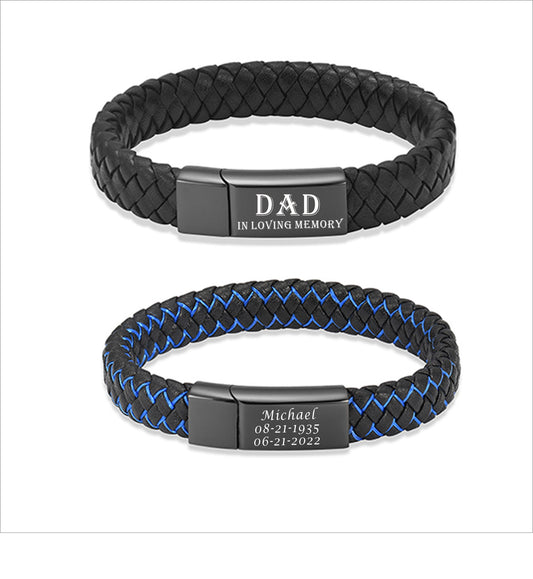 Personalized URN Cremation Jewelry Urn Leather Bracelet for Ashes -Women Men Memorial Braided Leather Urn Bracelet for Human Ashes Keepsake Cuff Bangle