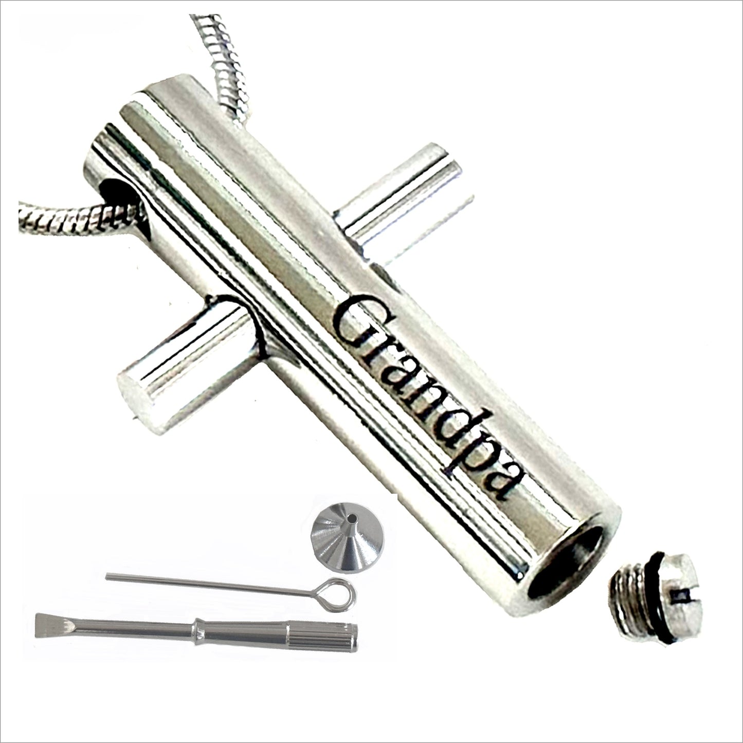 Christmas Gift -Personalized Engraved Custom CREMATION CROSS URN Necklace Ashes Jewelry Urns  Memorial Ashes Keepsake-Cylinder.