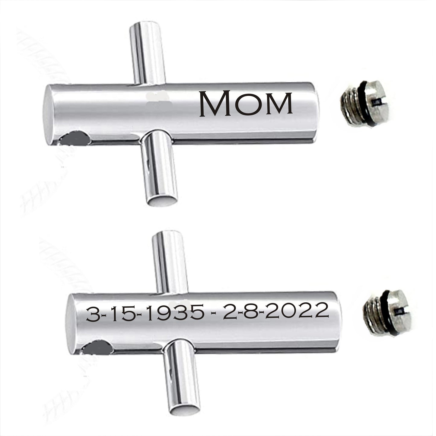 Christmas Gift -Personalized Engraved Custom CREMATION CROSS URN Necklace Ashes Jewelry Urns  Memorial Ashes Keepsake-Cylinder.