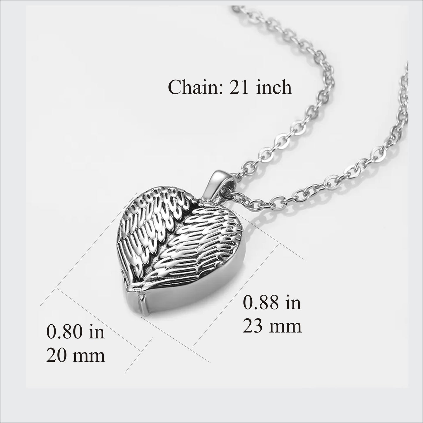Copy of Personalized URN Engraved Wing Heart Keepsake Ashes Necklace Urn Pendant Cremation Memorial Jewelry for Women, Kids.