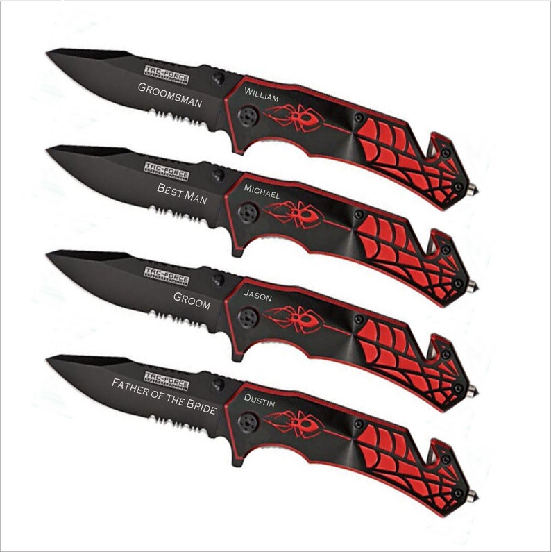 Christmas gift -Personalized Spider Man Pocket Knife Spider-Man Knife with Seatbelt Cutter Window Breaker for Father,Husband ,Boyfriend ,Men